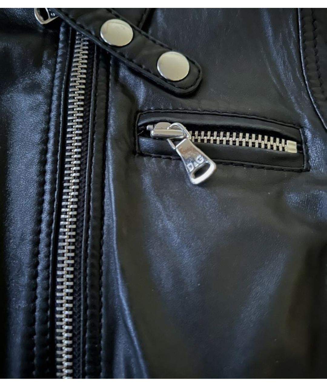 DOLCE&GABBANA Черная кожаная куртка, фото 8