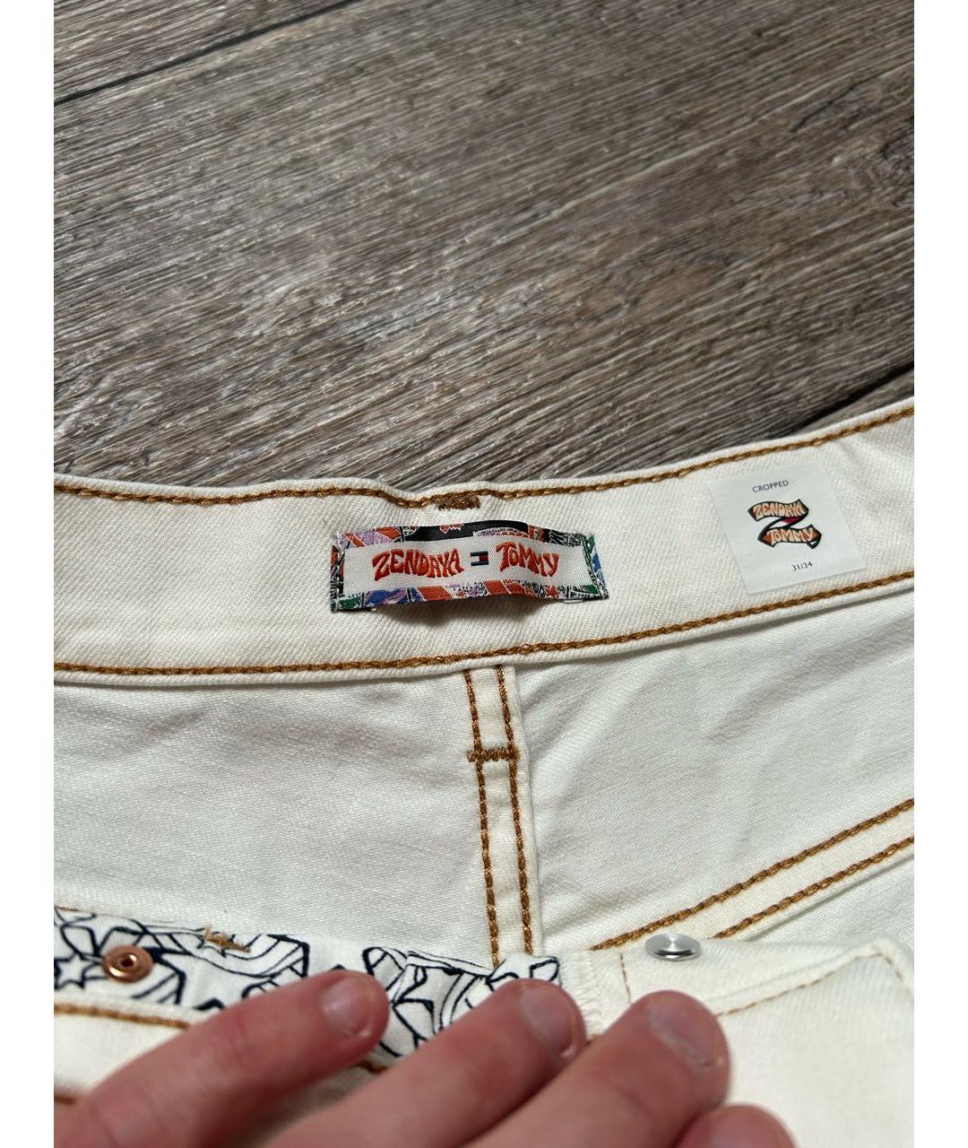 TOMMY HILFIGER Бежевые хлопко-эластановые прямые джинсы, фото 2
