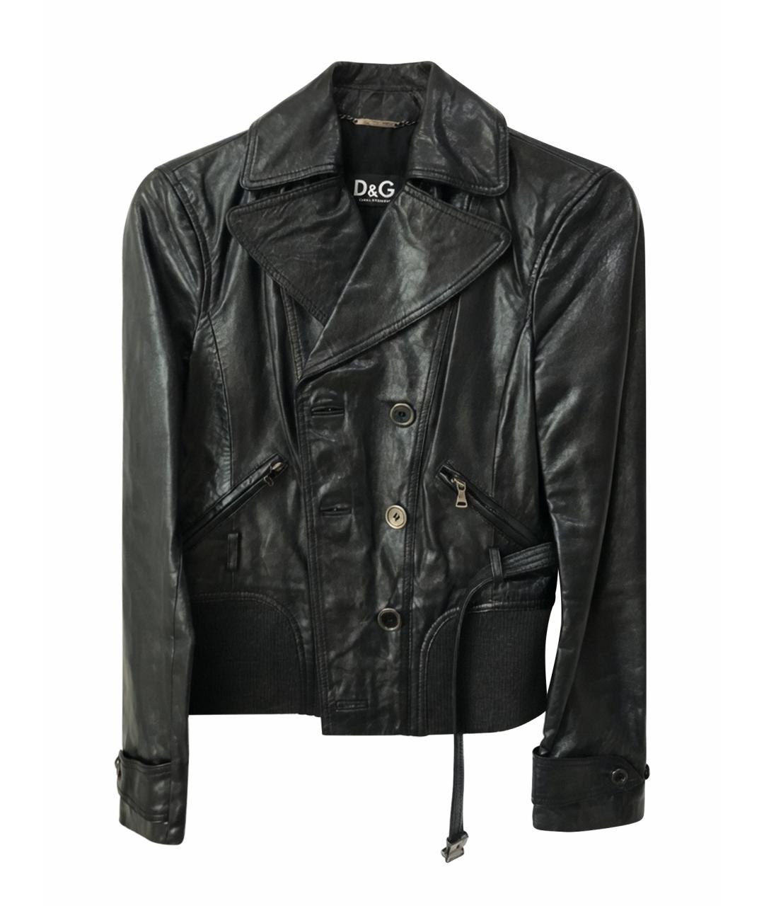 DOLCE&GABBANA Черная кожаная куртка, фото 1