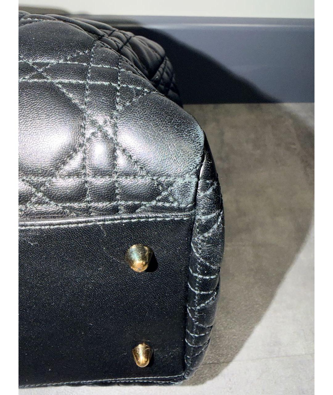 CHRISTIAN DIOR Черная кожаная сумка тоут, фото 6