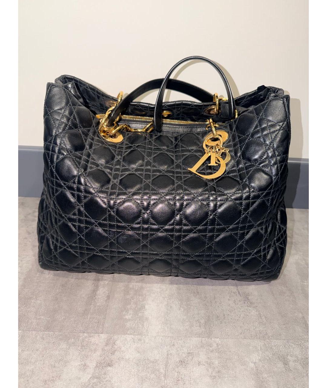 CHRISTIAN DIOR Черная кожаная сумка тоут, фото 8