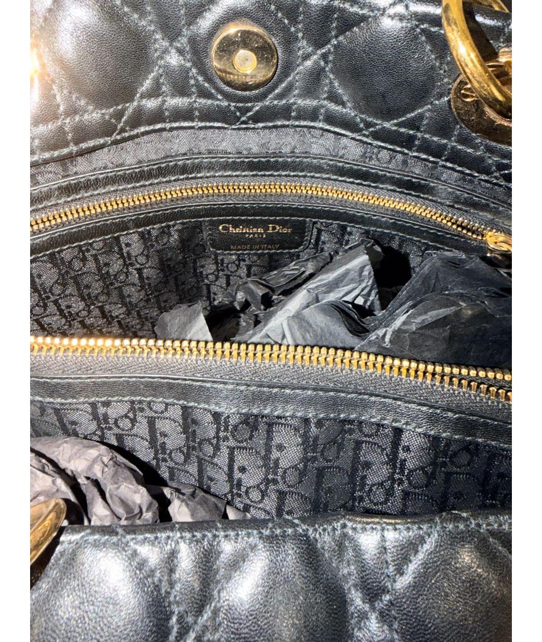 CHRISTIAN DIOR Черная кожаная сумка тоут, фото 4