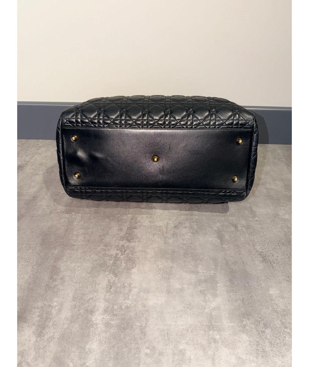 CHRISTIAN DIOR Черная кожаная сумка тоут, фото 3