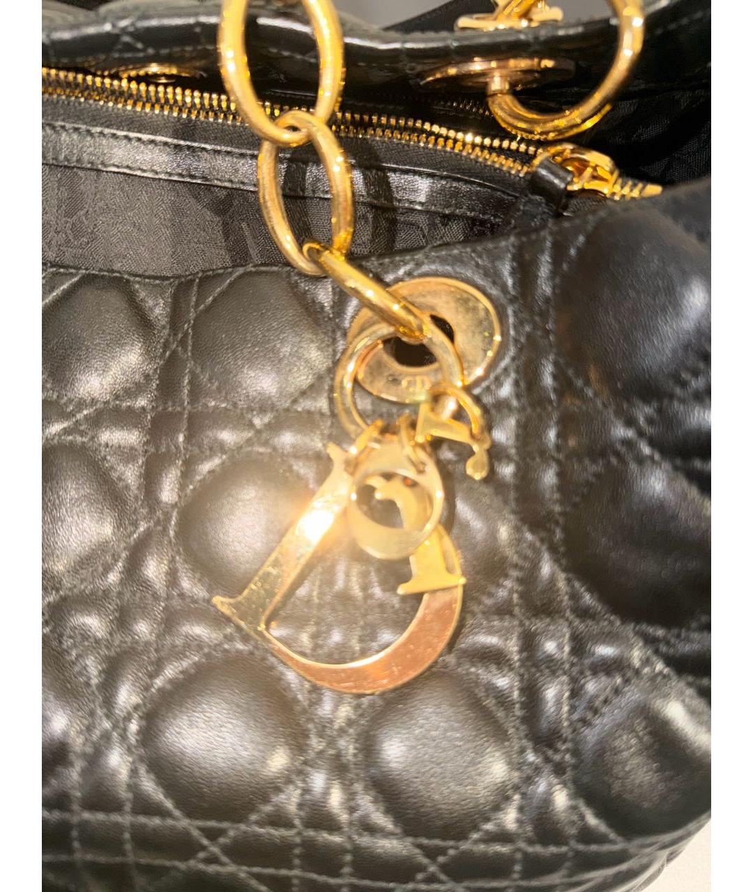 CHRISTIAN DIOR Черная кожаная сумка тоут, фото 5