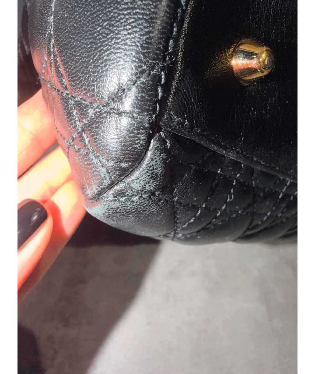 CHRISTIAN DIOR Черная кожаная сумка тоут, фото 7