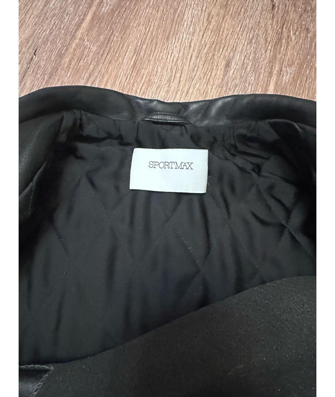 SPORTMAX Черная кожаная куртка, фото 3
