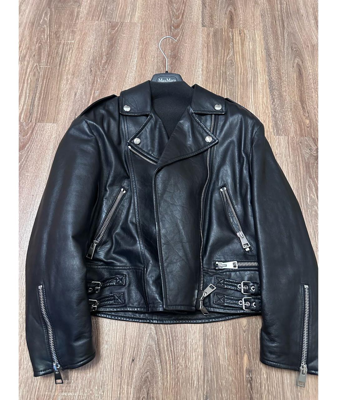 SPORTMAX Черная кожаная куртка, фото 6