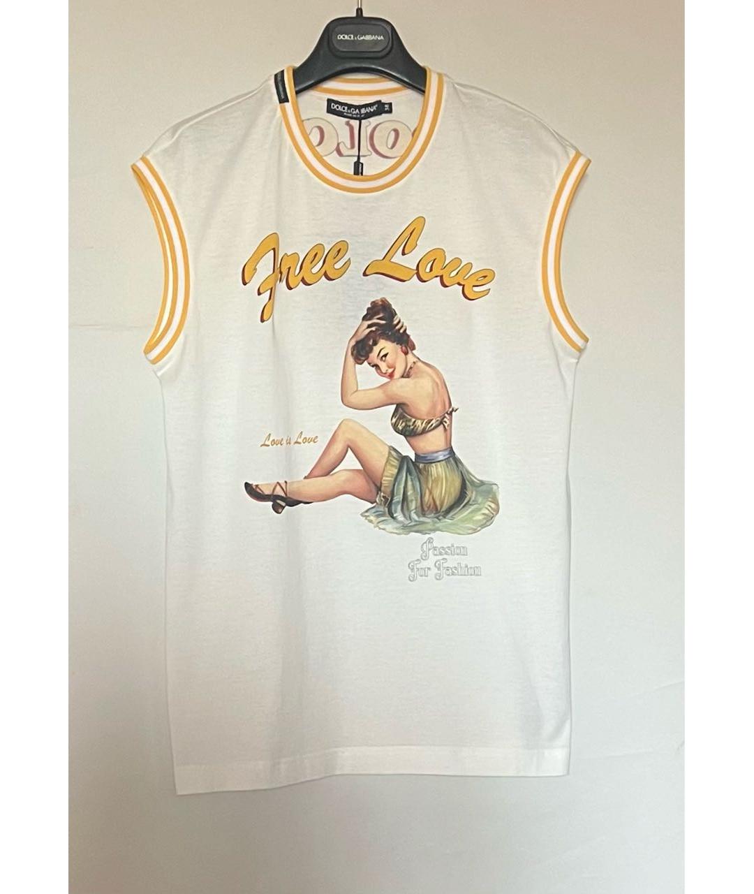 DOLCE&GABBANA Белая хлопко-эластановая футболка, фото 2