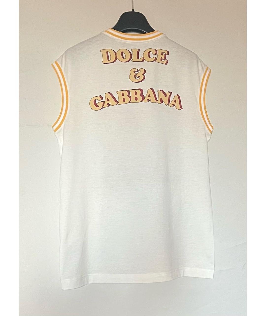 DOLCE&GABBANA Белая хлопко-эластановая футболка, фото 3