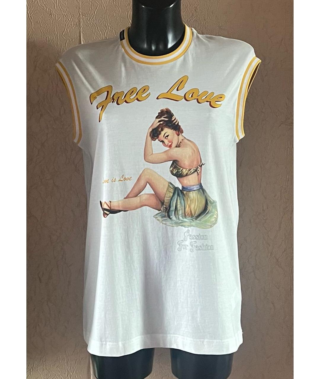 DOLCE&GABBANA Белая хлопко-эластановая футболка, фото 6