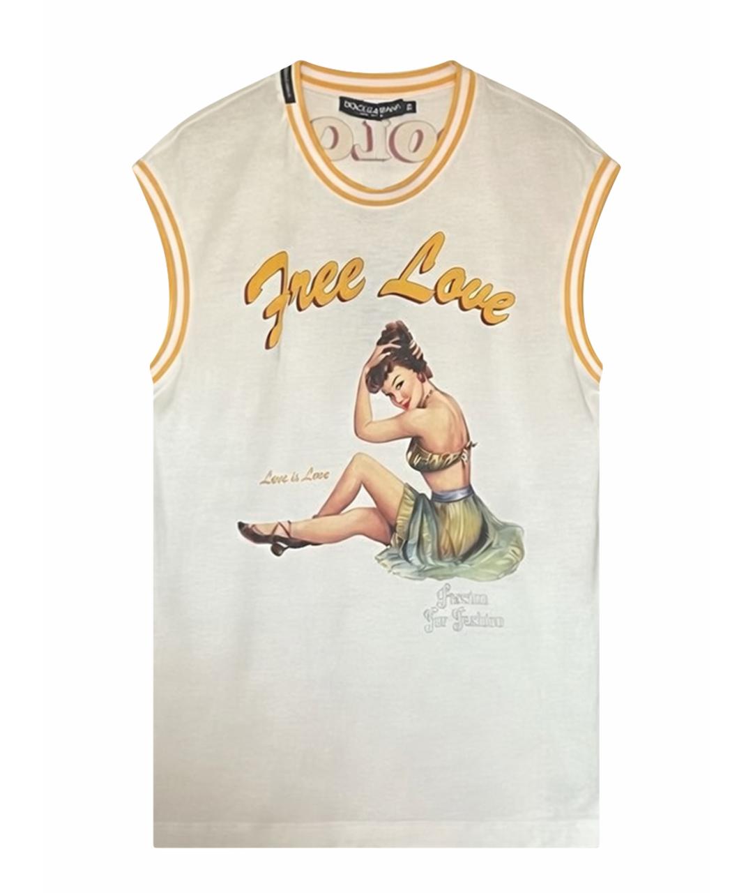 DOLCE&GABBANA Белая хлопко-эластановая футболка, фото 1