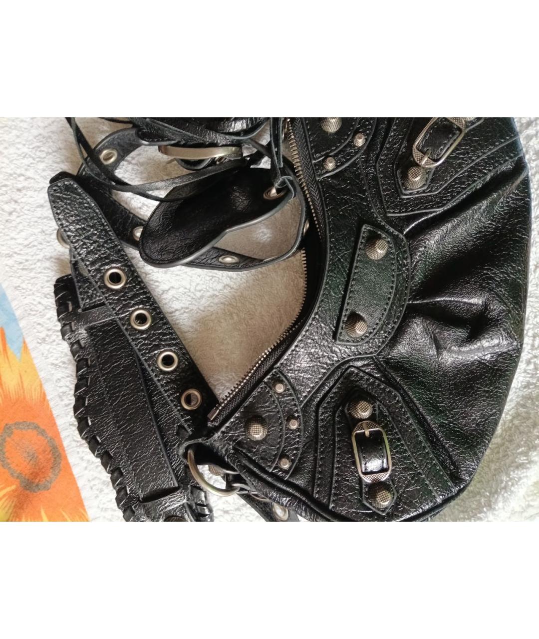 BALENCIAGA Черная кожаная сумка через плечо, фото 2