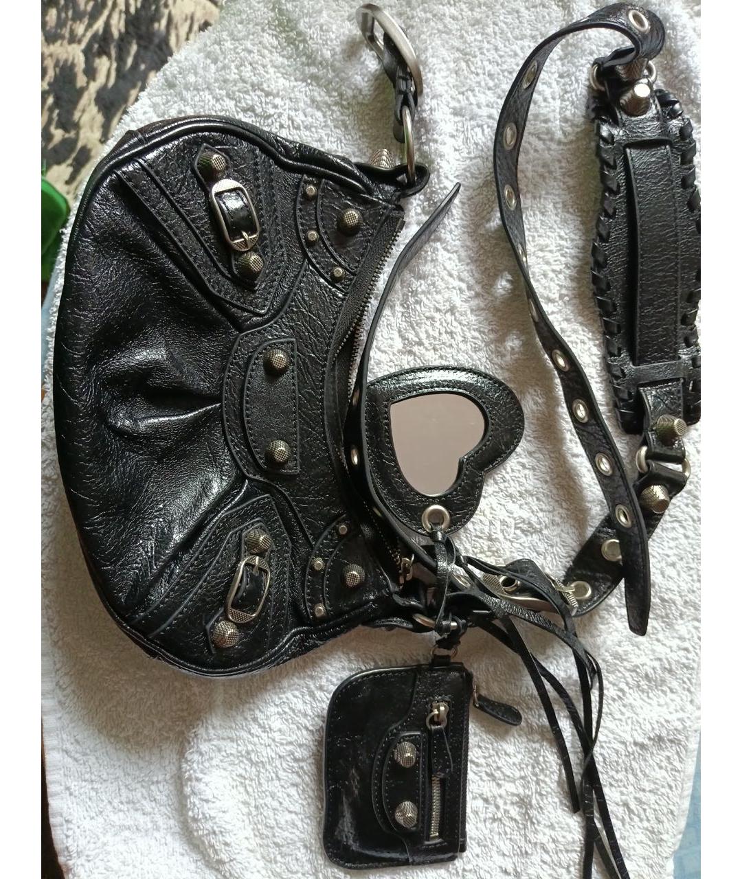 BALENCIAGA Черная кожаная сумка через плечо, фото 4