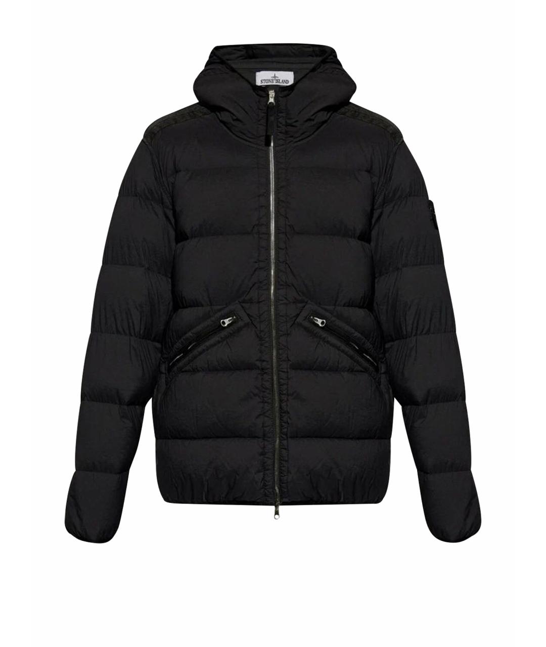 STONE ISLAND Черный полиамидовый пуховик, фото 1