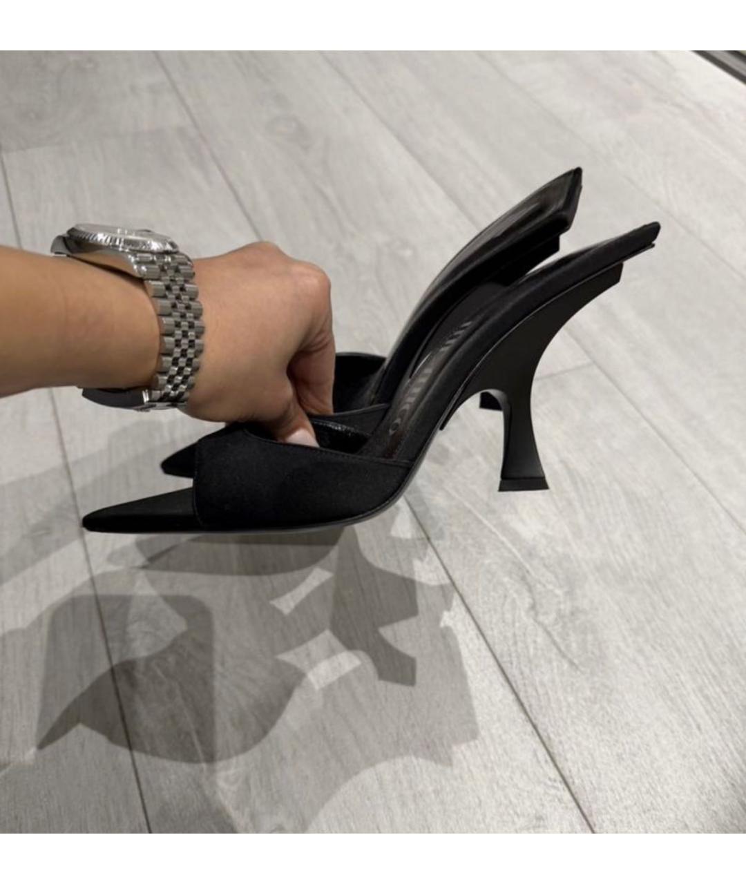 THE ATTICO Черные текстильные мюли, фото 4