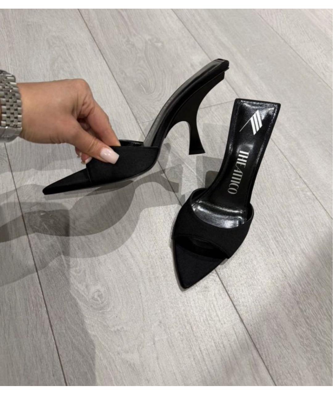 THE ATTICO Черные текстильные мюли, фото 3