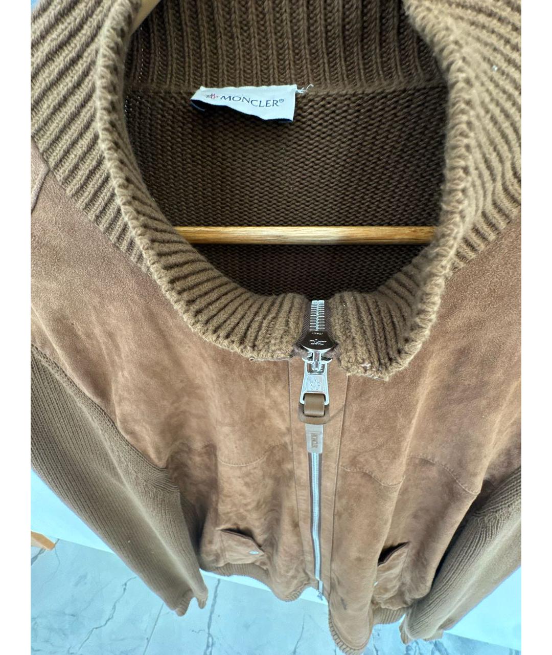 MONCLER Коричневая замшевая куртка, фото 3