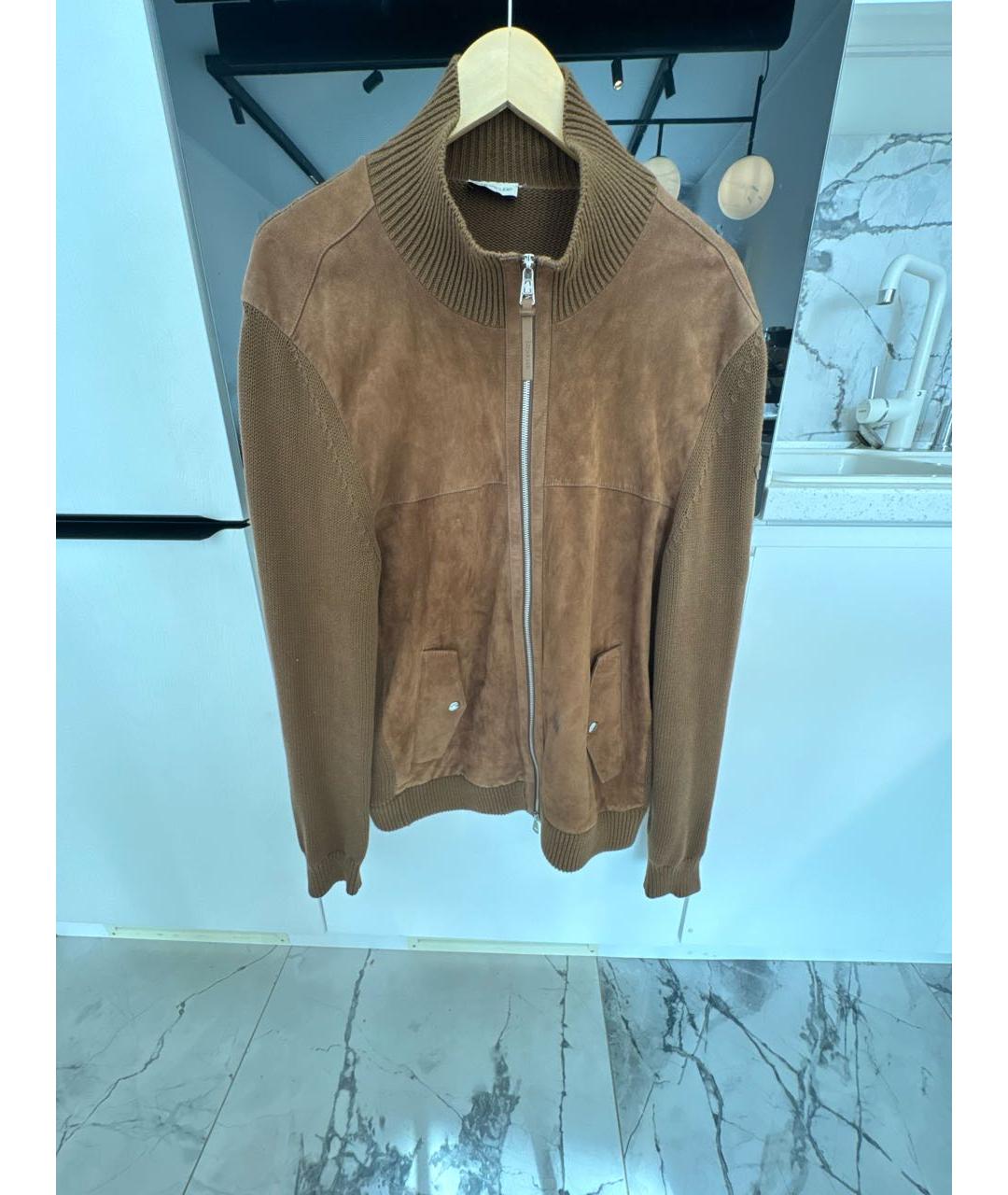 MONCLER Коричневая замшевая куртка, фото 5