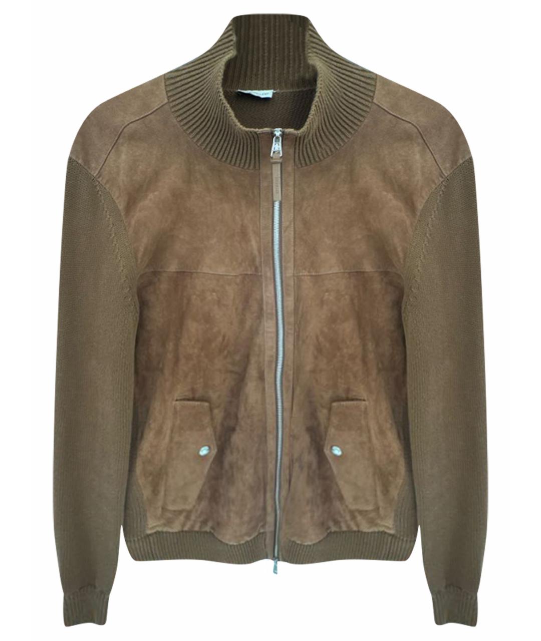 MONCLER Коричневая замшевая куртка, фото 1