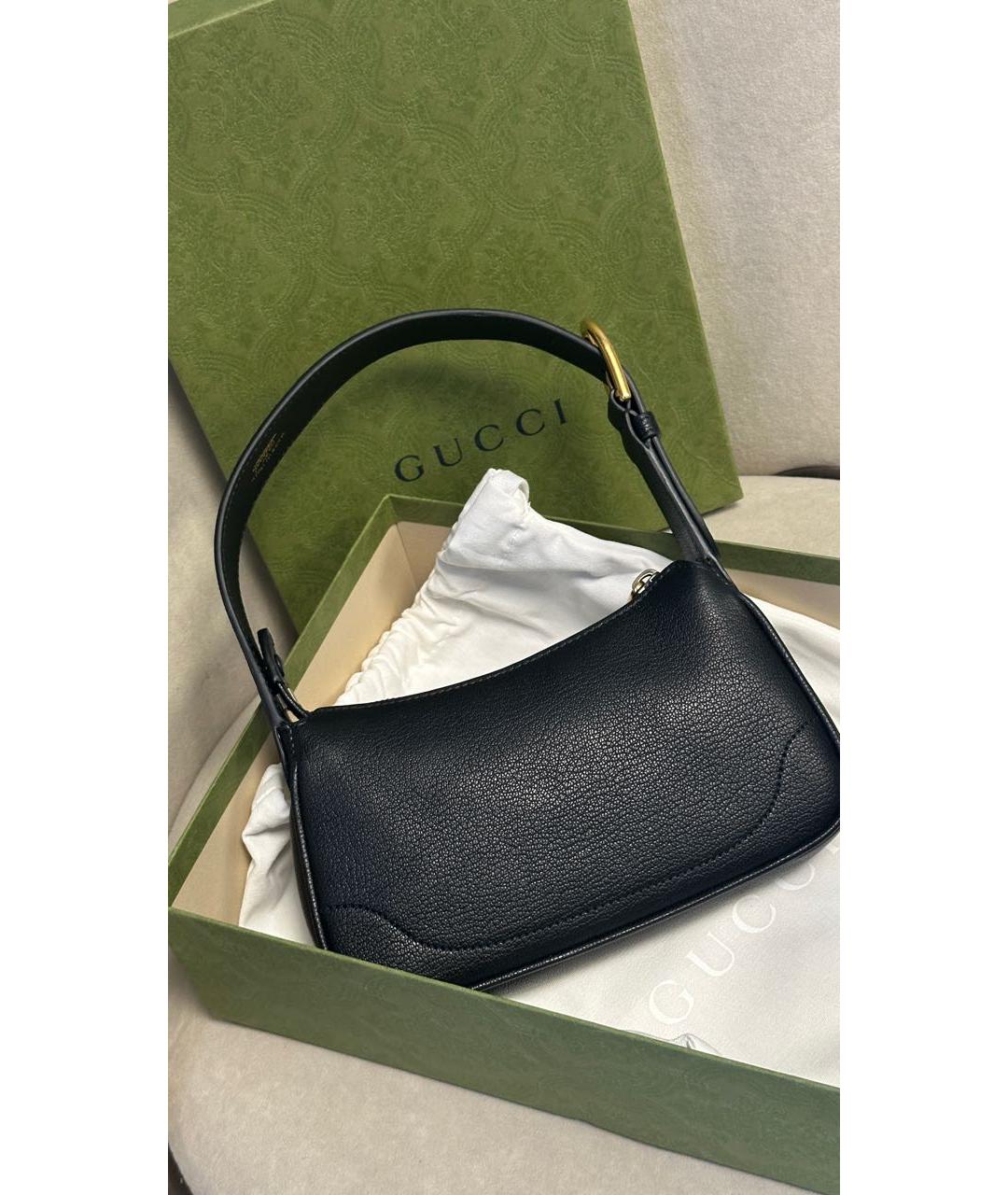 GUCCI Черная кожаная сумка через плечо, фото 6