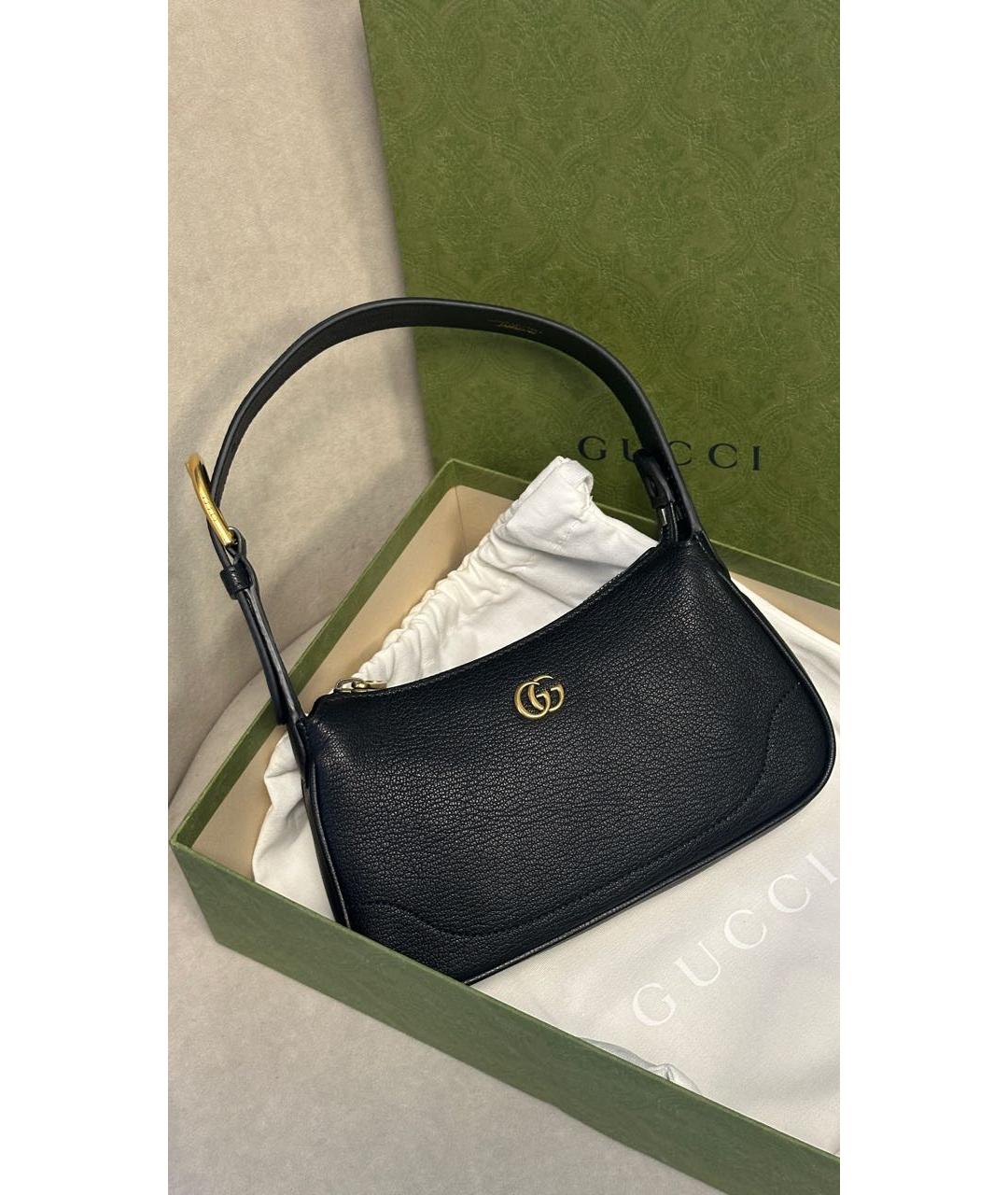 GUCCI Черная кожаная сумка через плечо, фото 5