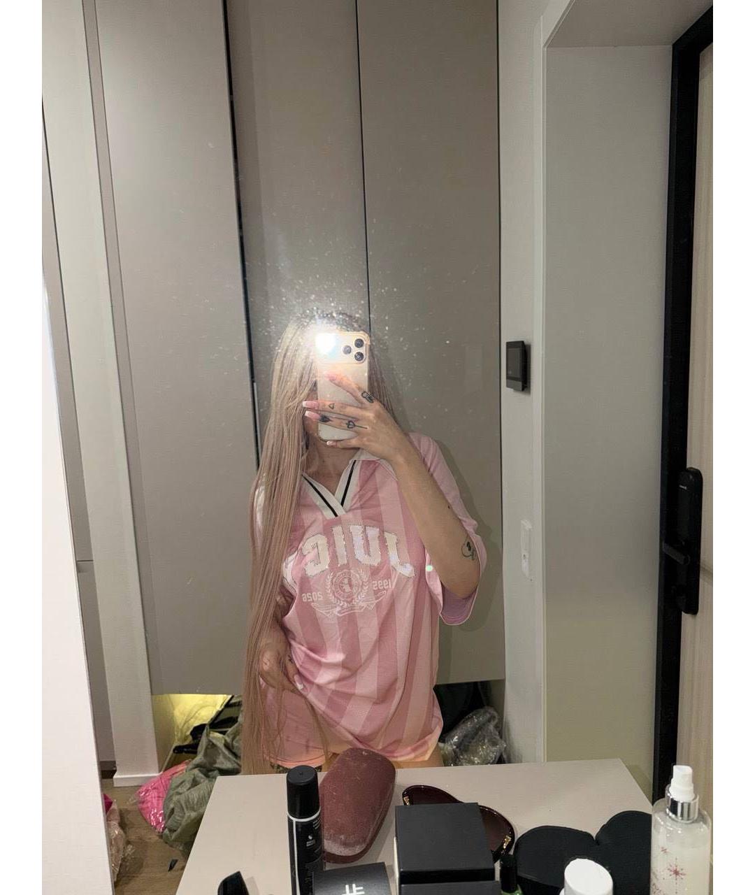 JUICY COUTURE Розовая полиэстеровая футболка, фото 5