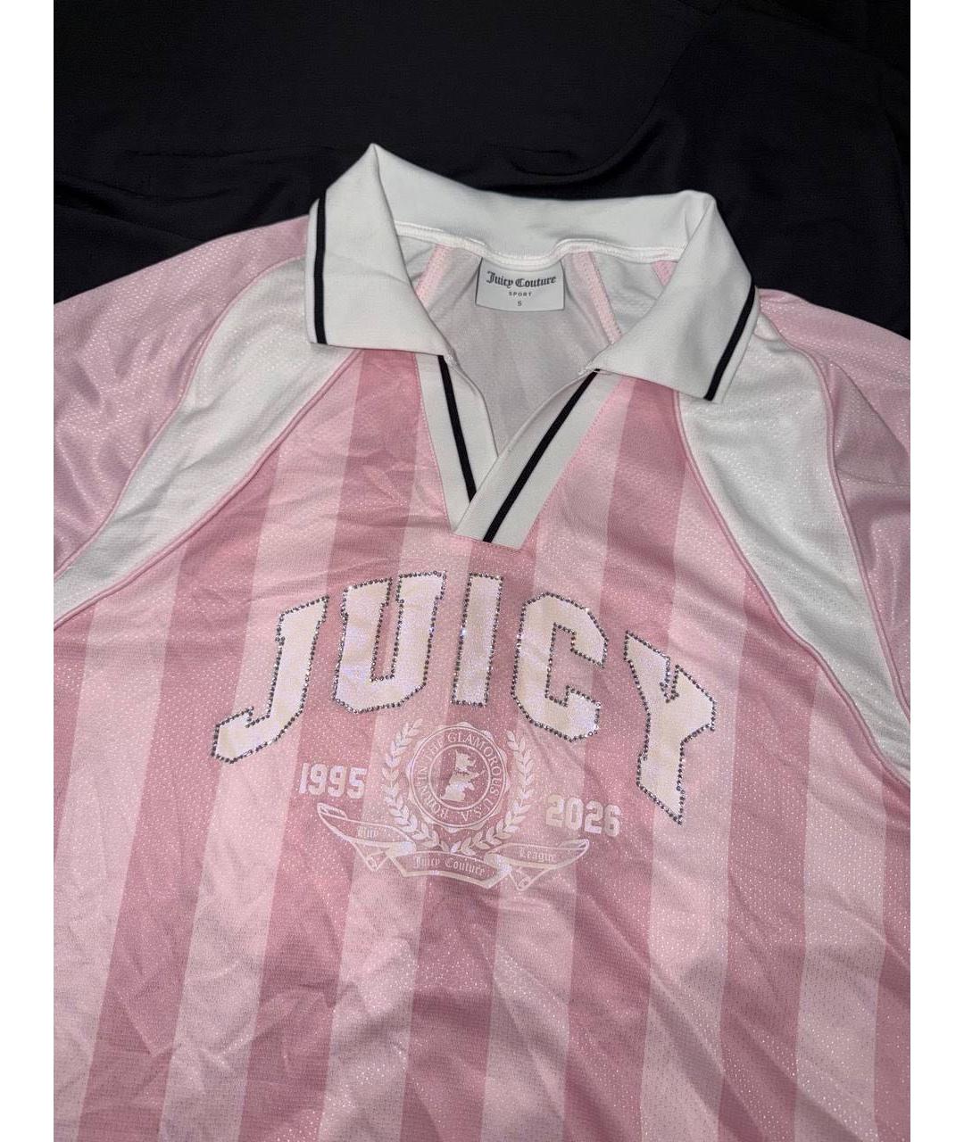 JUICY COUTURE Розовая полиэстеровая футболка, фото 2