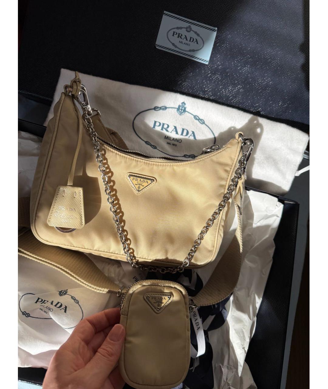 PRADA Бежевая сумка через плечо, фото 3