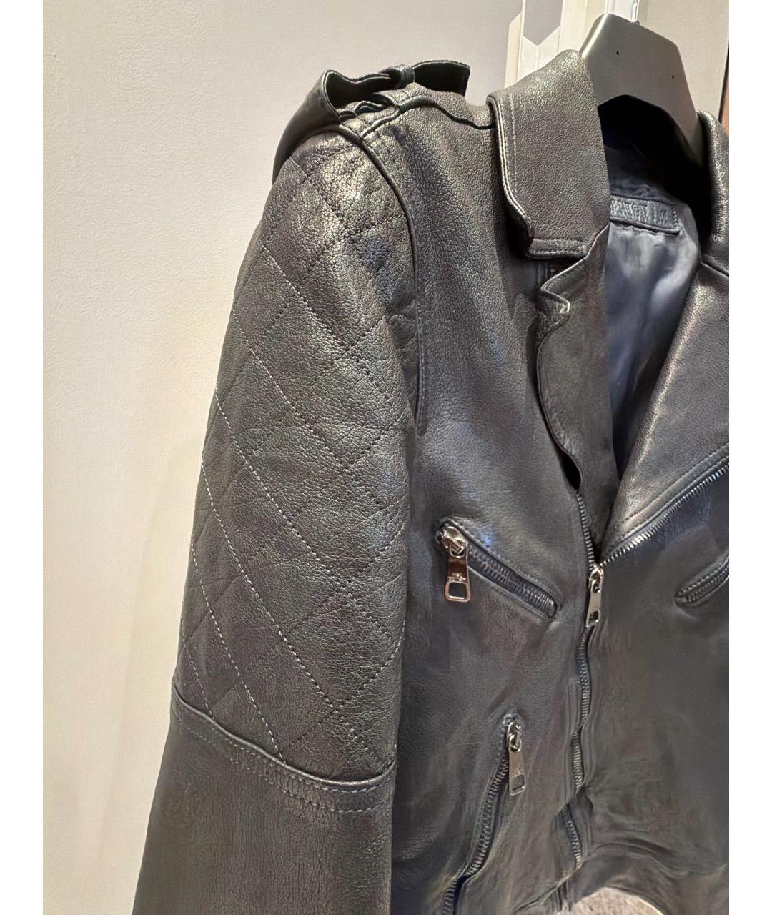 NEIL BARRETT Темно-синяя кожаная куртка, фото 7