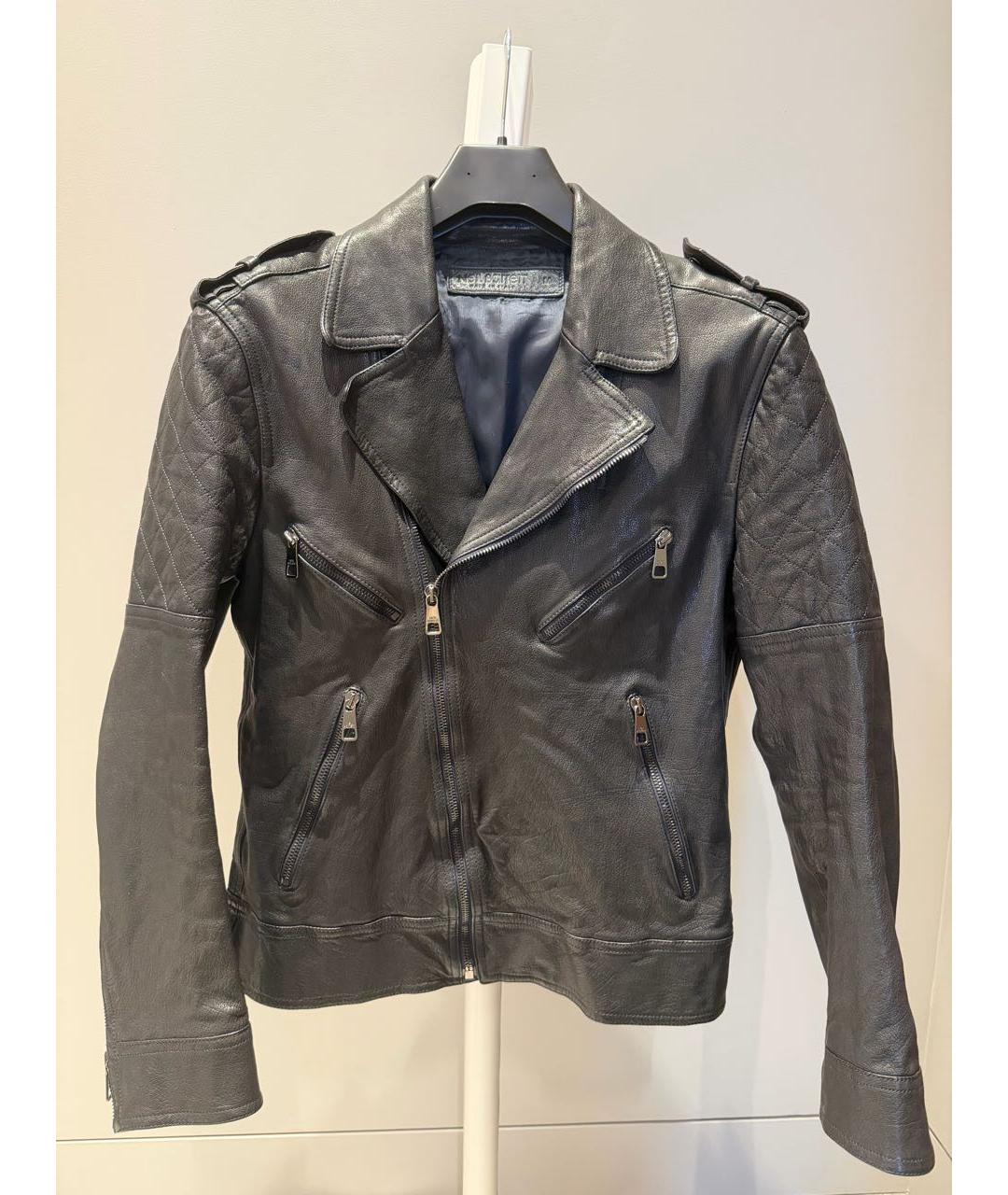 NEIL BARRETT Темно-синяя кожаная куртка, фото 9