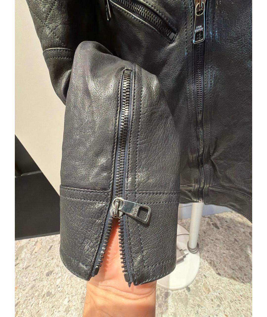 NEIL BARRETT Темно-синяя кожаная куртка, фото 5