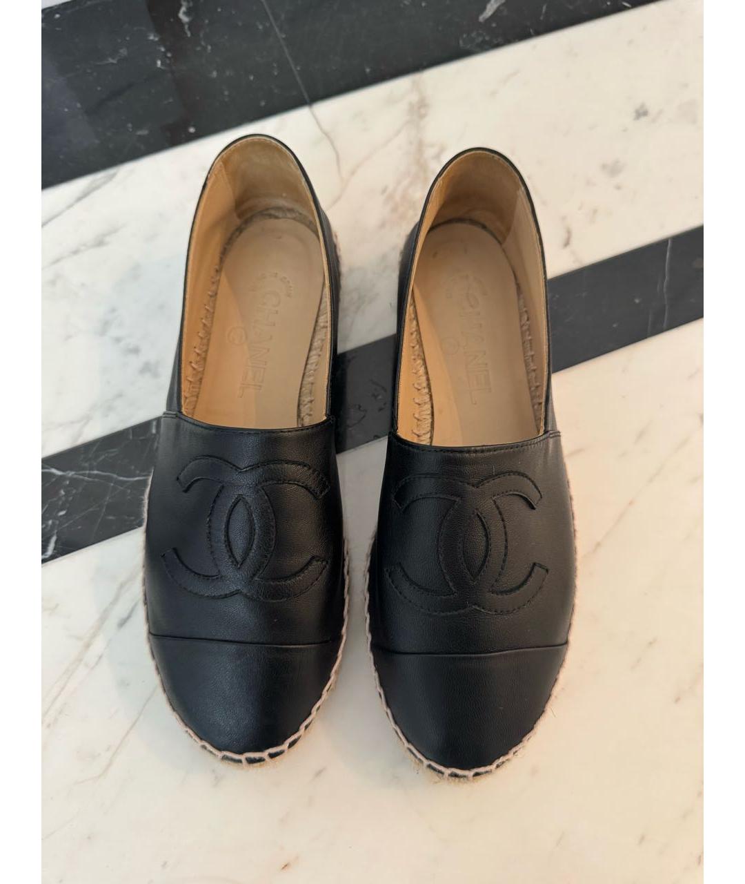 CHANEL Черные кожаные эспадрильи, фото 2