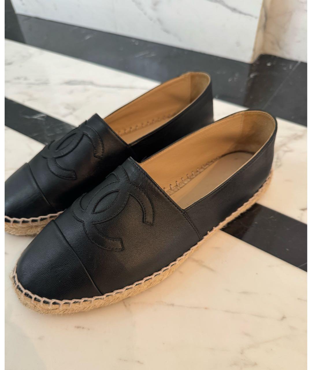 CHANEL Черные кожаные эспадрильи, фото 5