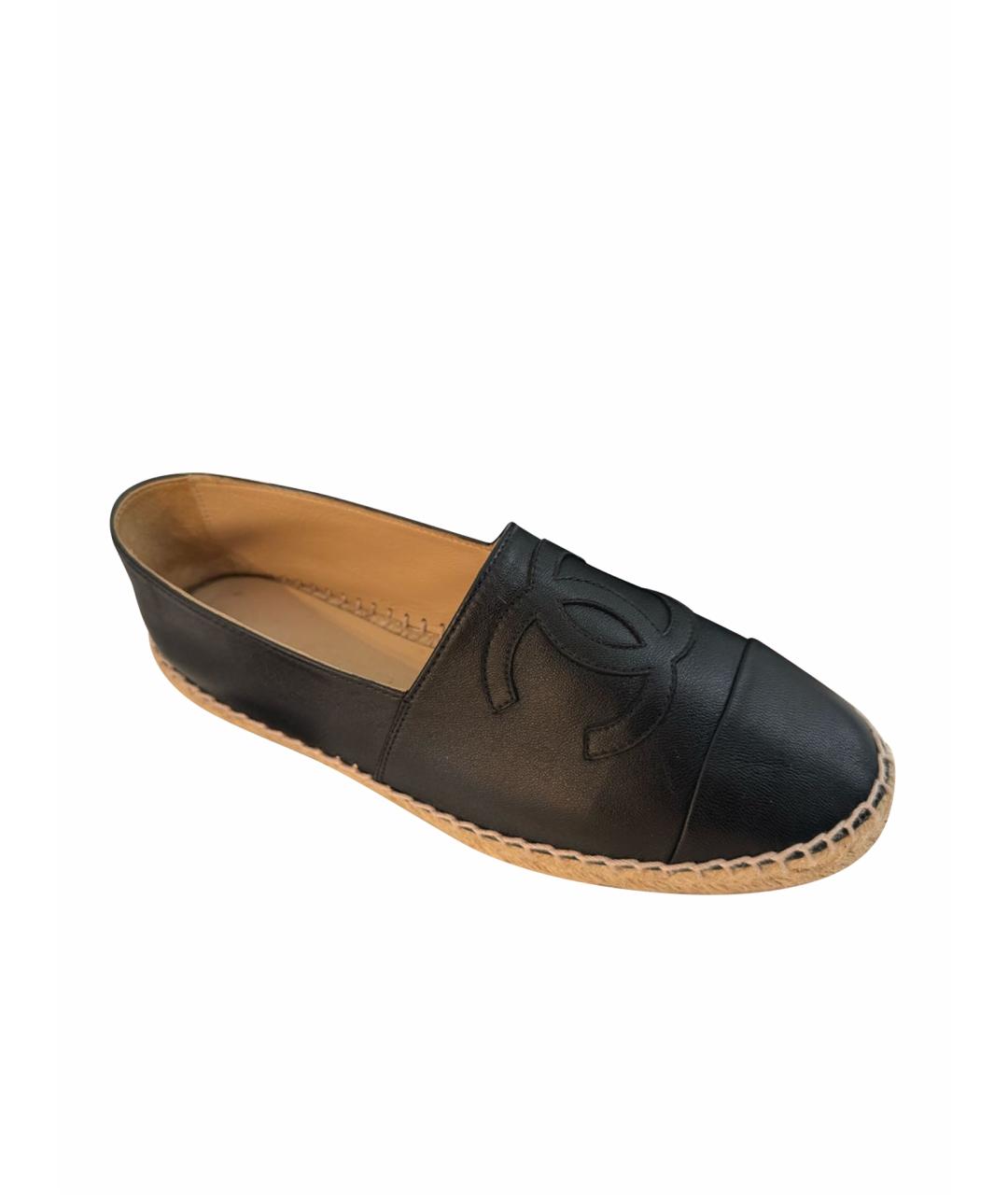 CHANEL Черные кожаные эспадрильи, фото 1