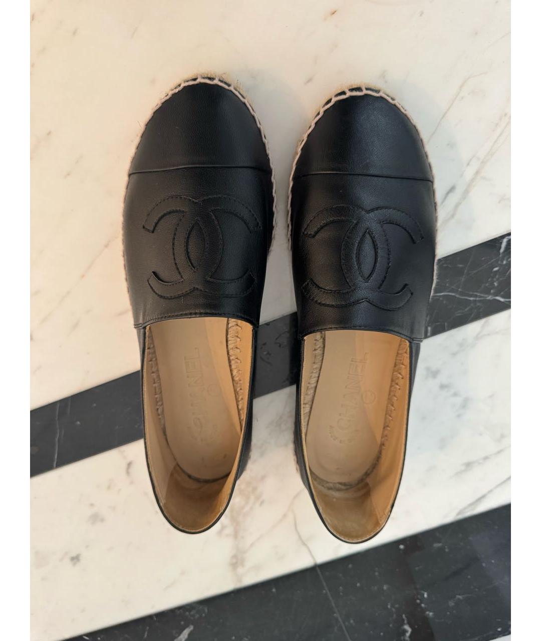 CHANEL Черные кожаные эспадрильи, фото 3