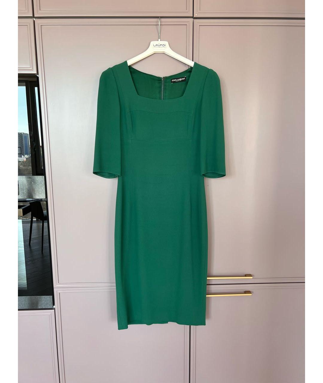 DOLCE&GABBANA Зеленые шелковое повседневное платье, фото 2