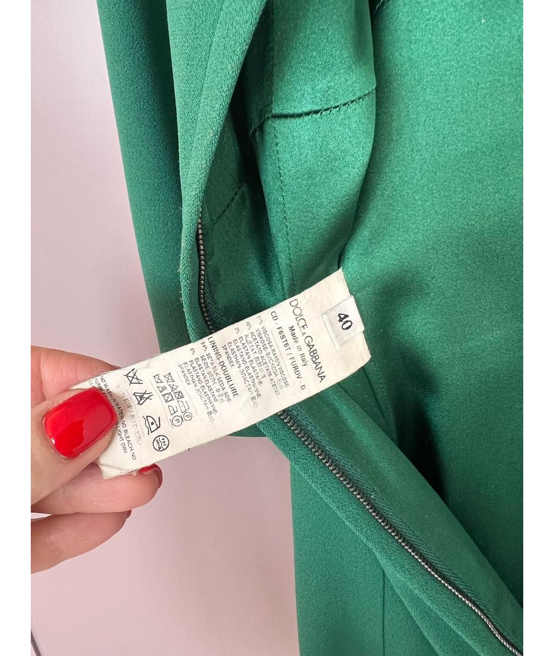 DOLCE&GABBANA Зеленые шелковое повседневное платье, фото 4