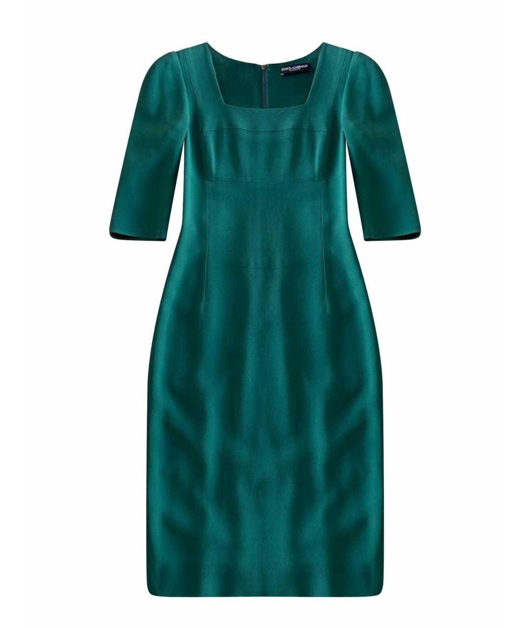 DOLCE&GABBANA Зеленые шелковое повседневное платье, фото 1