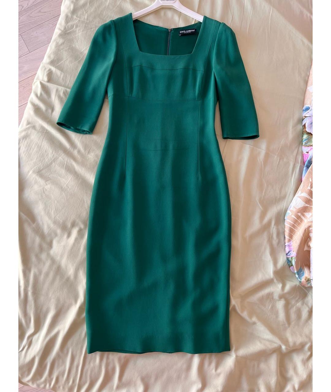 DOLCE&GABBANA Зеленые шелковое повседневное платье, фото 5