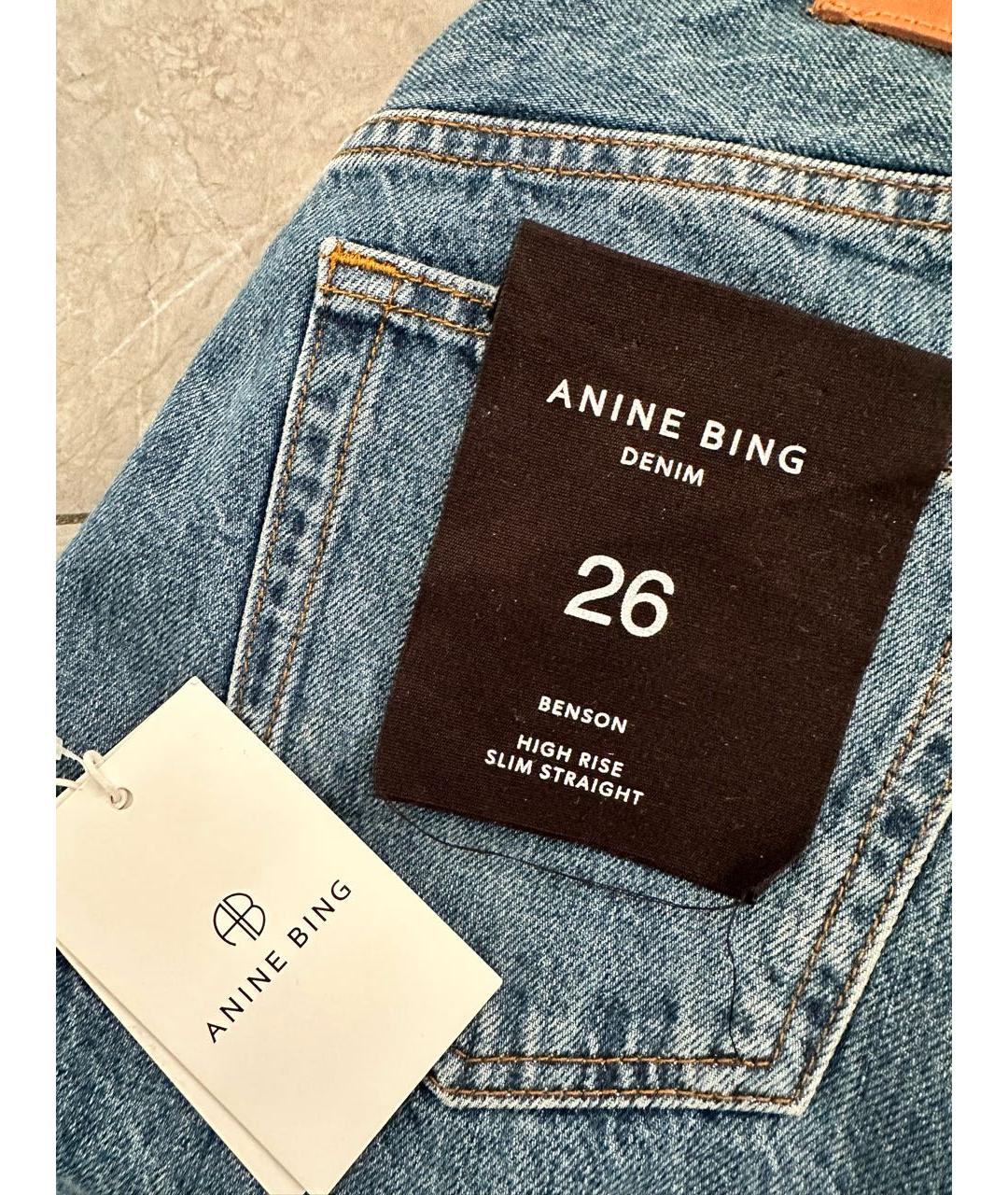 ANINE BING Синие хлопковые джинсы слим, фото 6