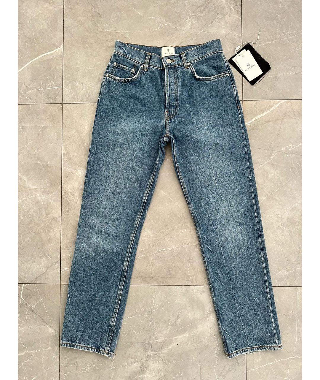 ANINE BING Синие хлопковые джинсы слим, фото 8