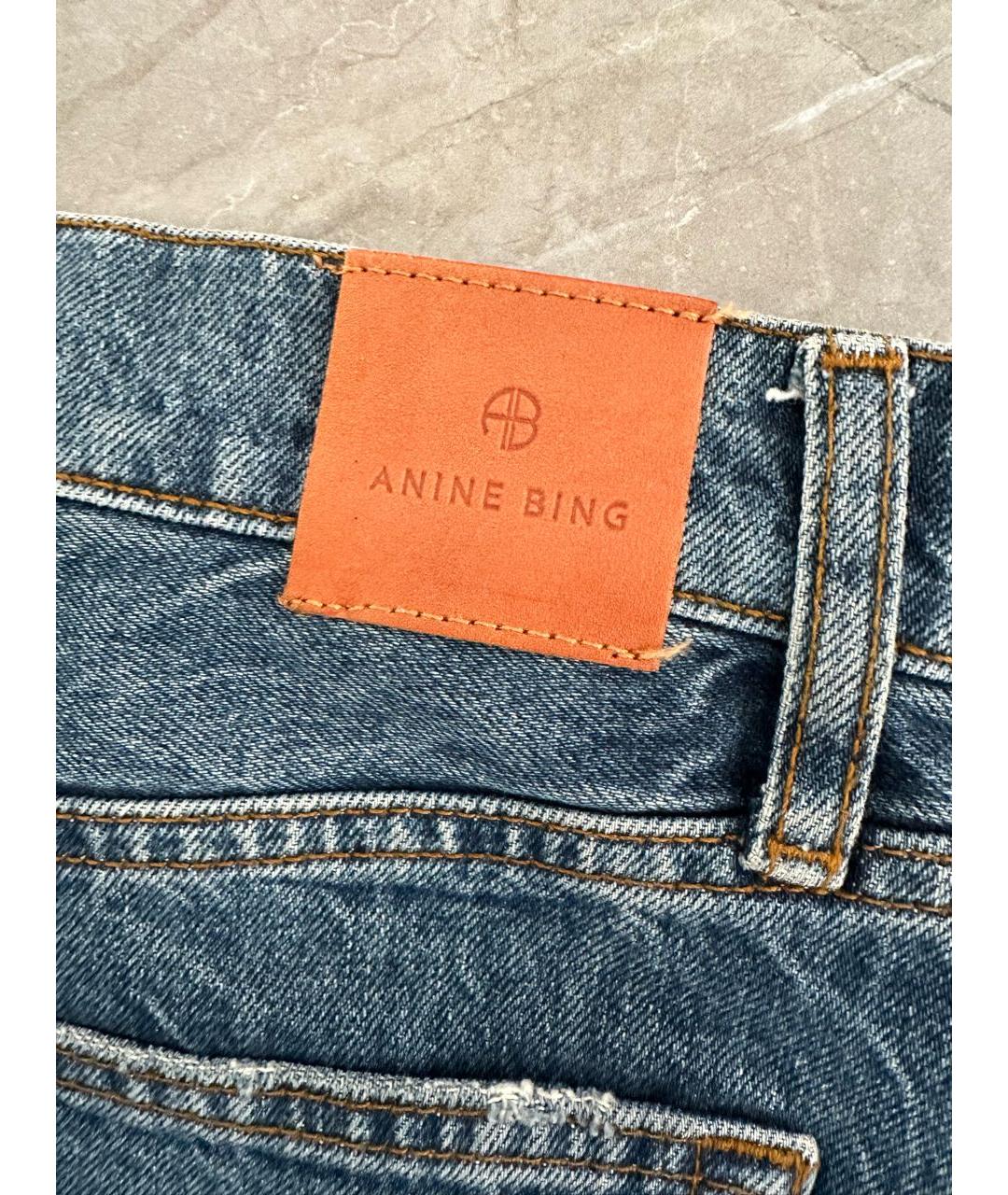 ANINE BING Синие хлопковые джинсы слим, фото 5