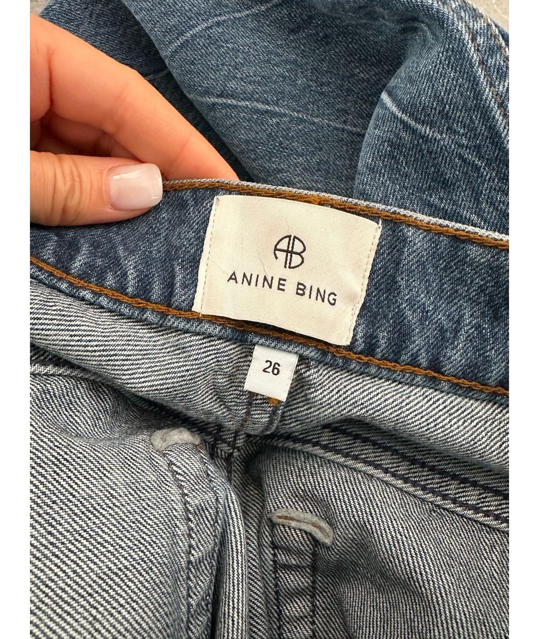 ANINE BING Синие хлопковые джинсы слим, фото 3