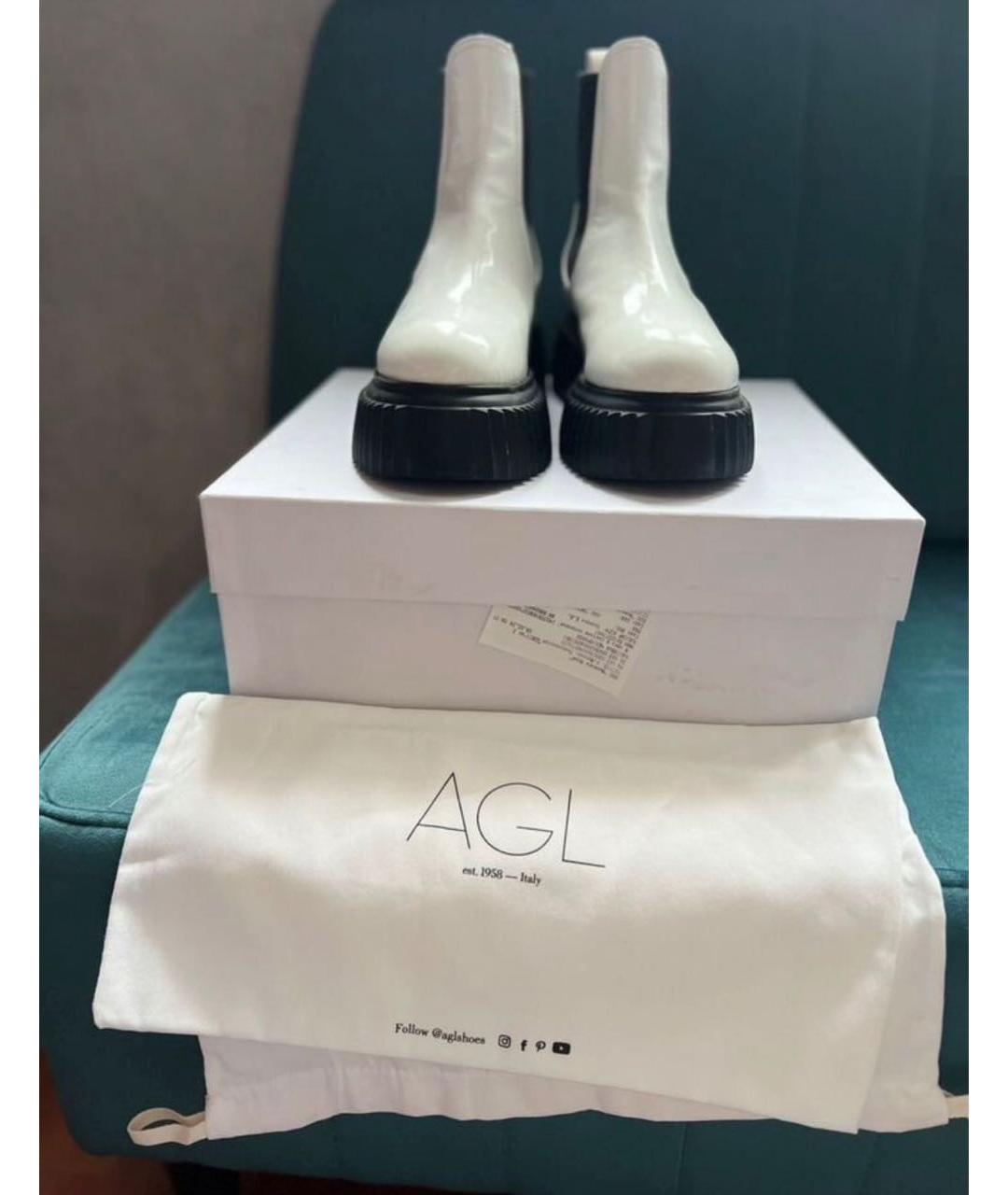 AGL Белые полусапоги из лакированной кожи, фото 3