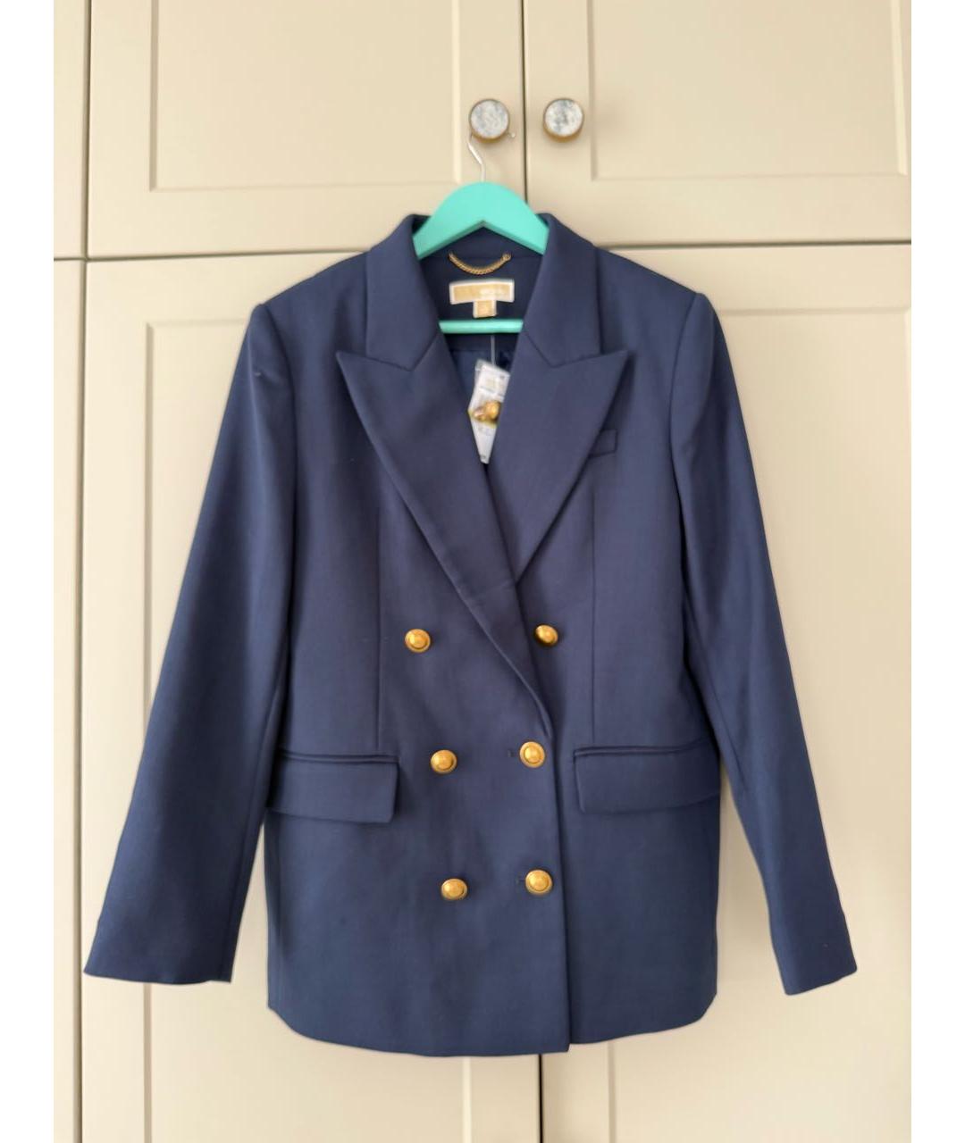 MICHAEL MICHAEL KORS Темно-синий шерстяной жакет/пиджак, фото 9