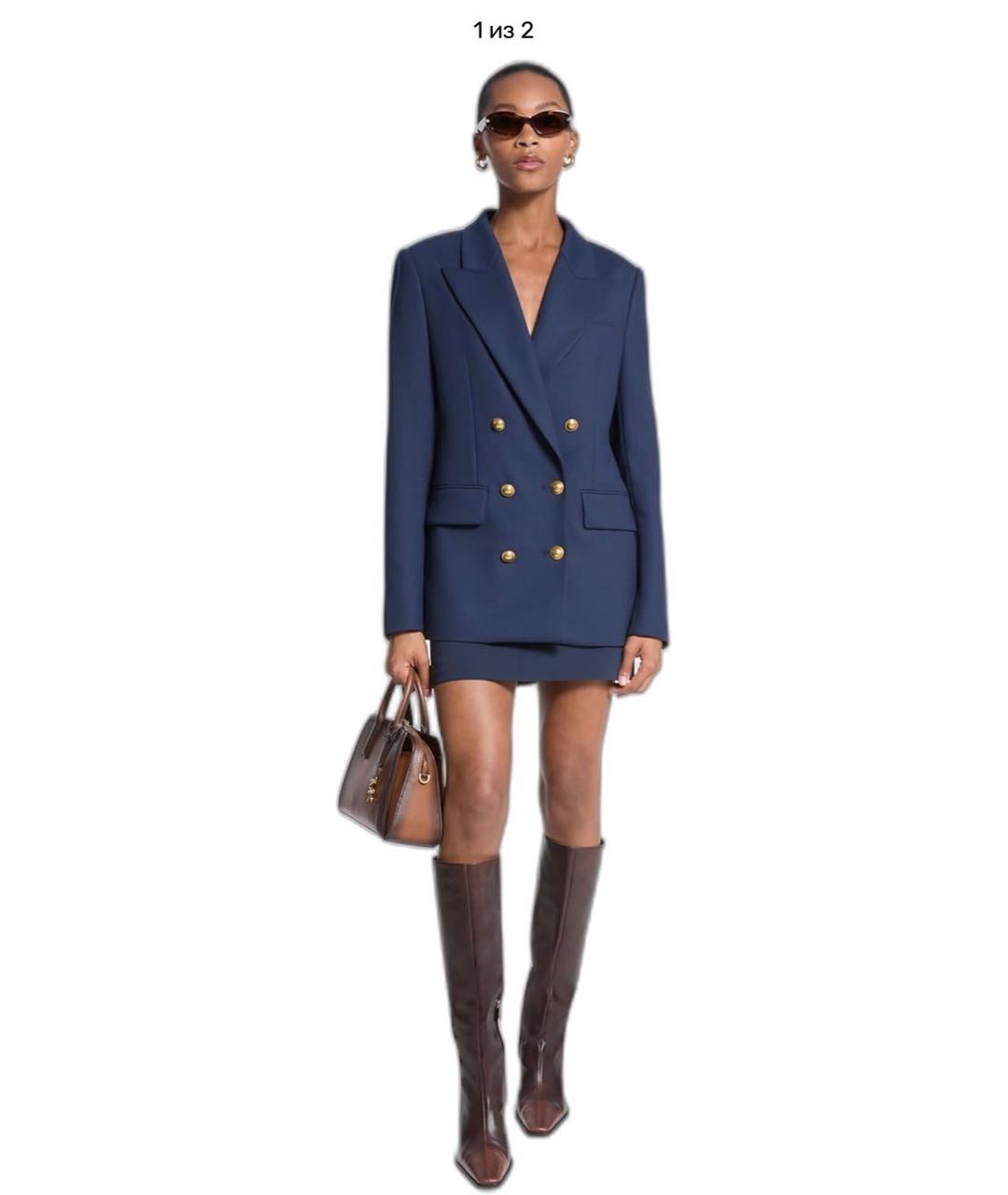 MICHAEL MICHAEL KORS Темно-синий шерстяной жакет/пиджак, фото 2