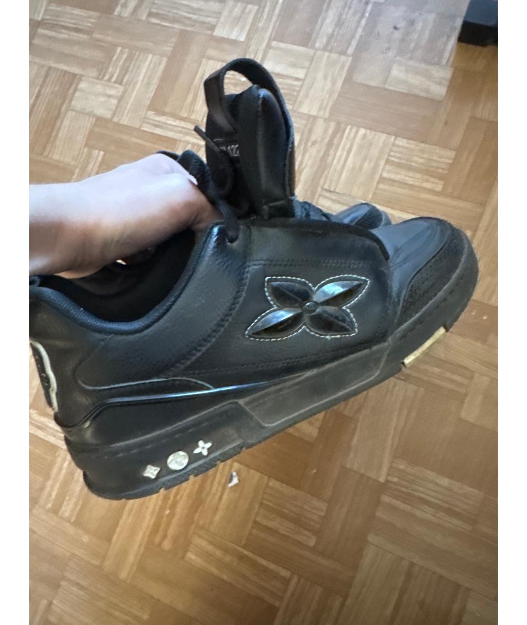 LOUIS VUITTON Черные кожаные низкие кроссовки / кеды, фото 7