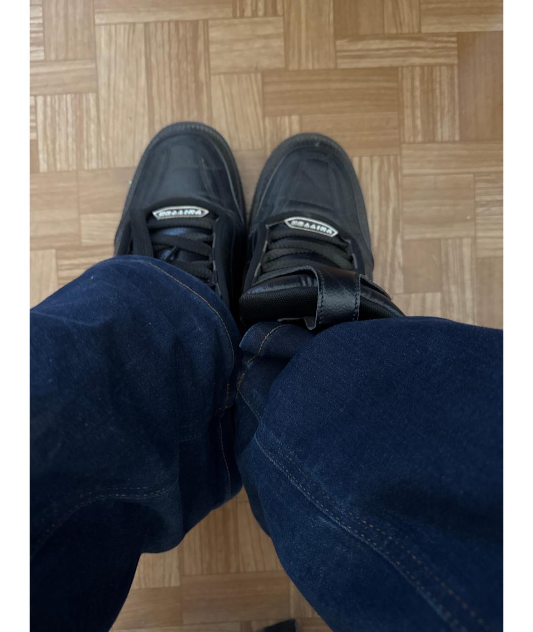 LOUIS VUITTON Черные кожаные низкие кроссовки / кеды, фото 3