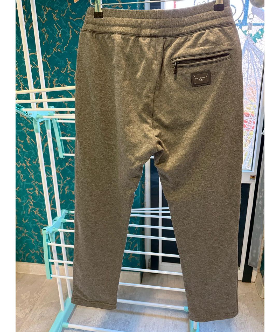 DOLCE&GABBANA Серые хлопковые повседневные брюки, фото 2