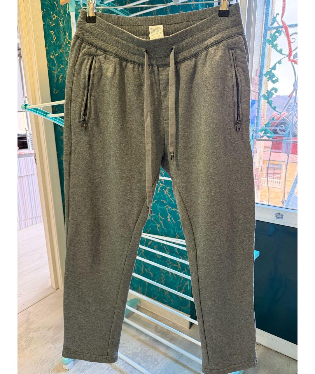 DOLCE&GABBANA Серые хлопковые повседневные брюки, фото 5